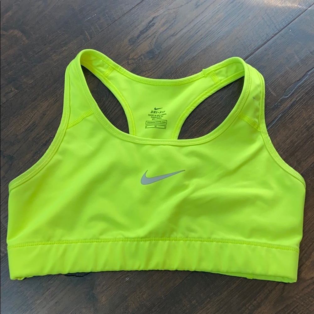 NIKE NEON YELLOW SPORTS BRA  SIZE MEDIUM